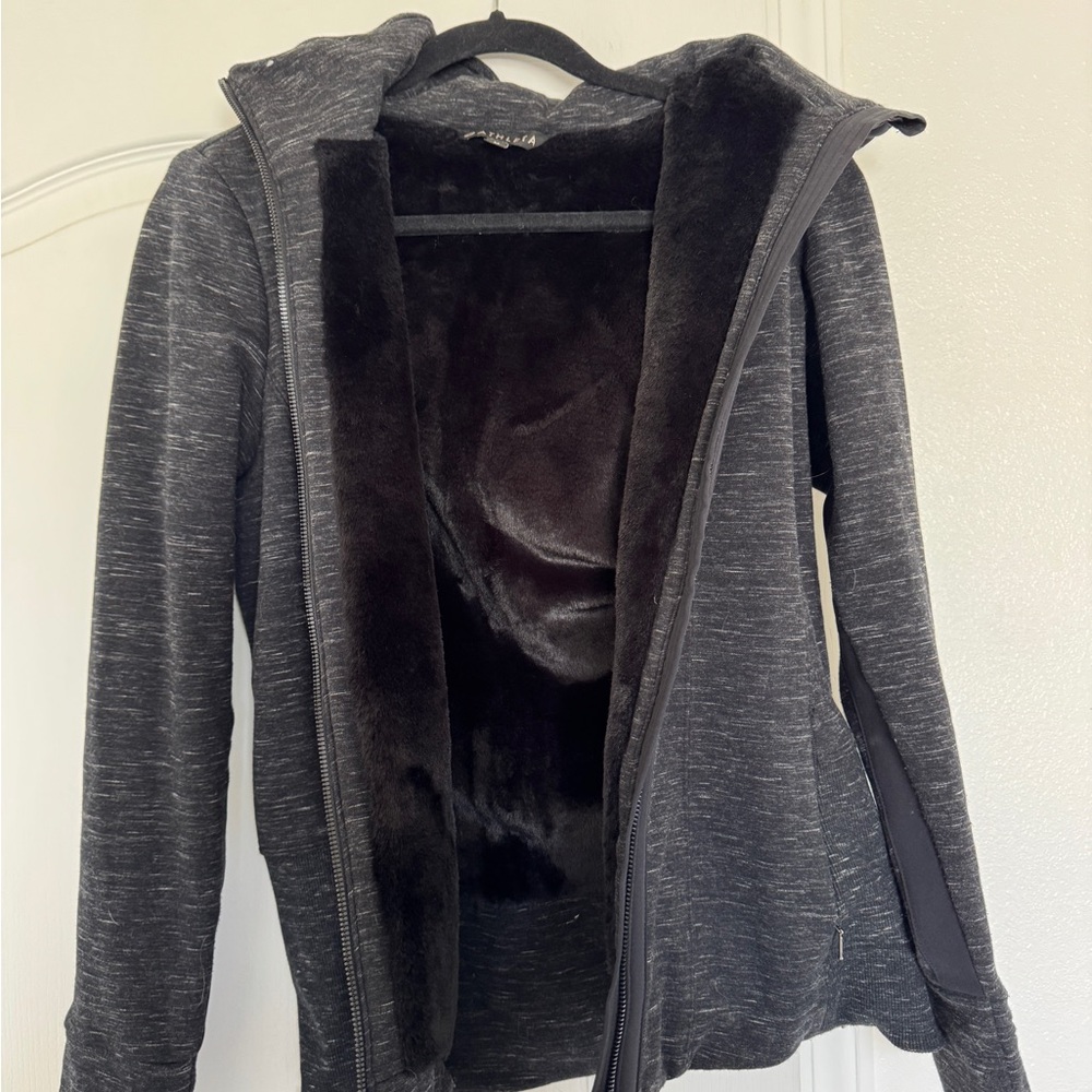 Athleta Women's Black/Dark Graty Fleece-Lined Jacket - Size M